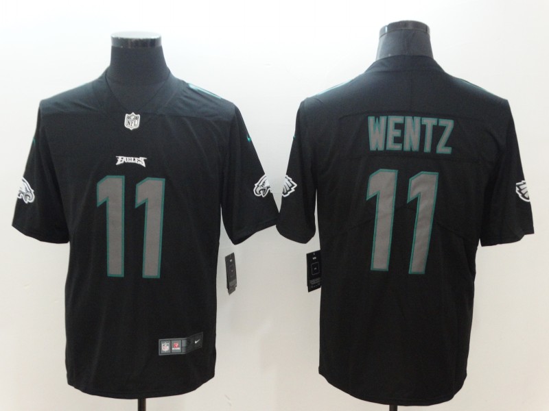 Men's Philadelphia Eagles #11 Carson Wentz Black Team Jersey